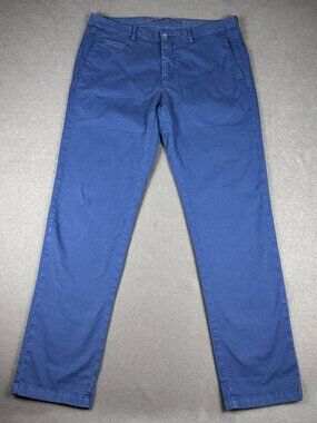 Altea 52 Blue Garment Dyed Stretch Cotton Slim Chino Pants Made Italy 34x31
